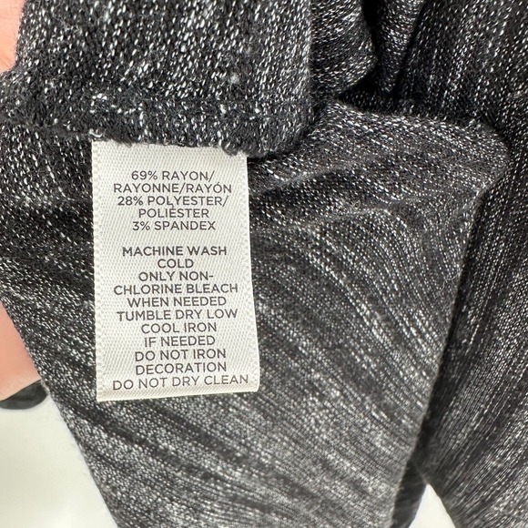 Ann Taylor LOFT Gray Space Dye V-Neck Bell Sleeve Casual Tunic Top Size Large - Picture 5 of 9